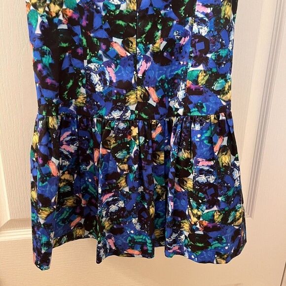Milly Minis Jewel Print Drop Waist Party Dress Girls Blue Size 6 - Picture 10 of 10